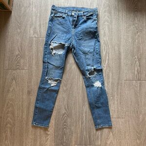 Topshop Blue ripped skinny jeans